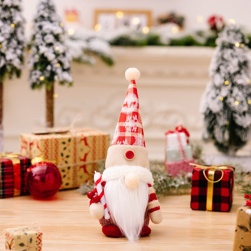 Christmas Plaid Snowflake Hat Faceless Dwarf Doll Ornaments