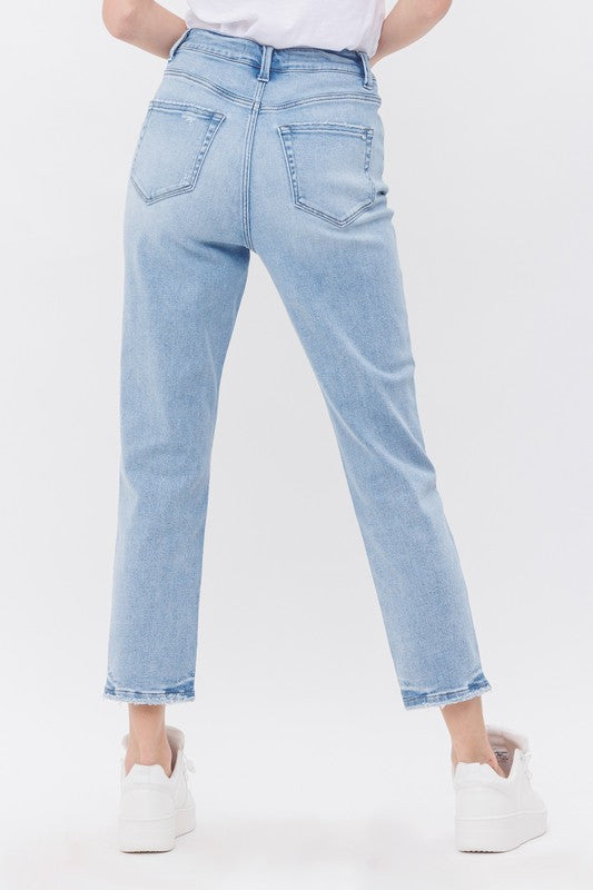 STRETCH SUPER HIGH RISE MOM JEAN - Mica - Final Sale