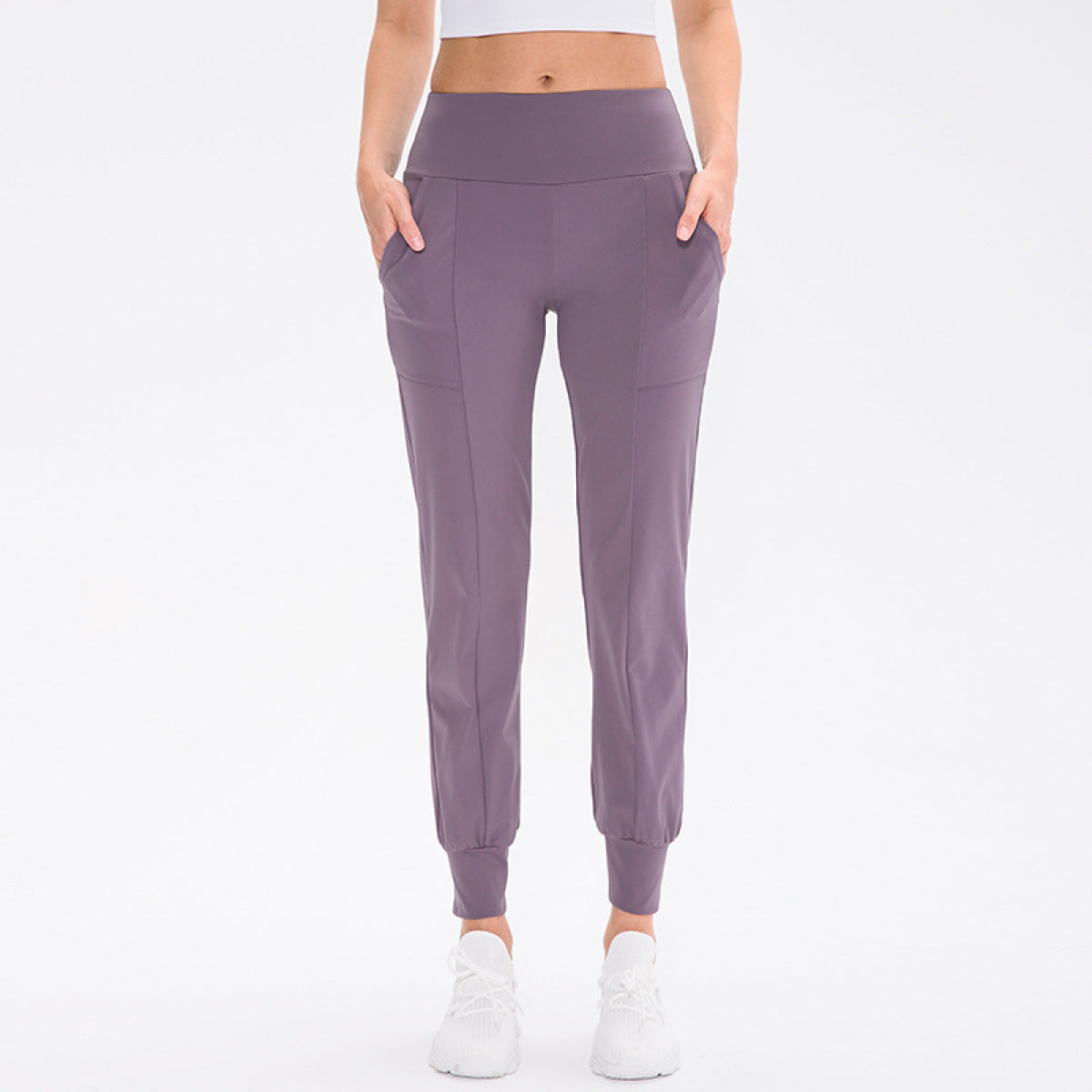 Sold Color High Stretch Leggings With Pocket