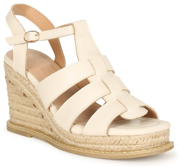 Kattie Beige Platform Wedge Sandals - Final Sale