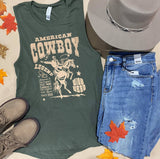 American Cowboy Muscle Tank Top -Olive*
