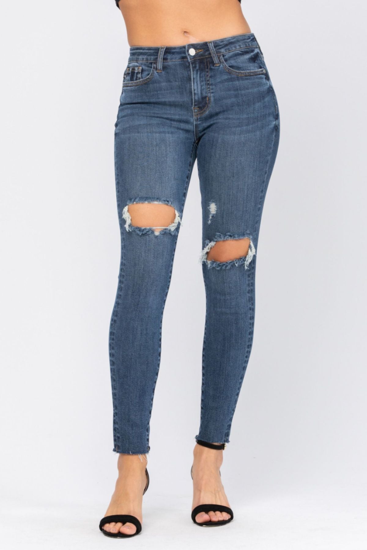 Judy Blue Full Size Destroyed Knee High Waist Skinny Jeans