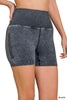 black zenana Mineral Wash Seamless Biker Shorts