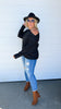 Black Dolman Boatneck long sleeve top