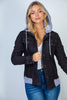 Black Denim Jacket w/ Hood - White Birch