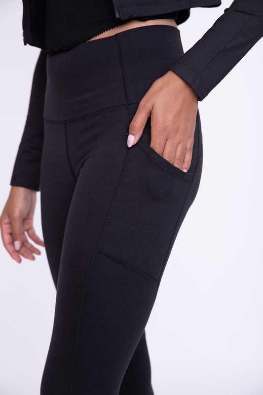 Melange High-Waist Leggings with Swoop Seams - Mono B - Final Sale