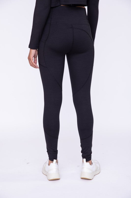 Melange High-Waist Leggings with Swoop Seams - Mono B - Final Sale