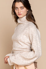 Turtle Neck Open Back Sweater - POL
