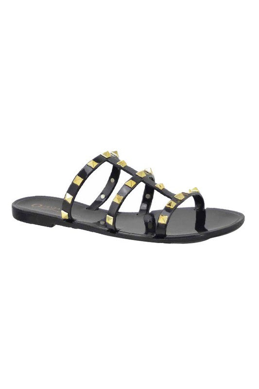 Escape Black Studded Sandals - BAD HABIT BOUTIQUE 