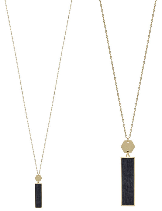 Black Wood Bar & Gold Necklace