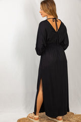 Black Smocked Waist Maxi Dress - Final Sale