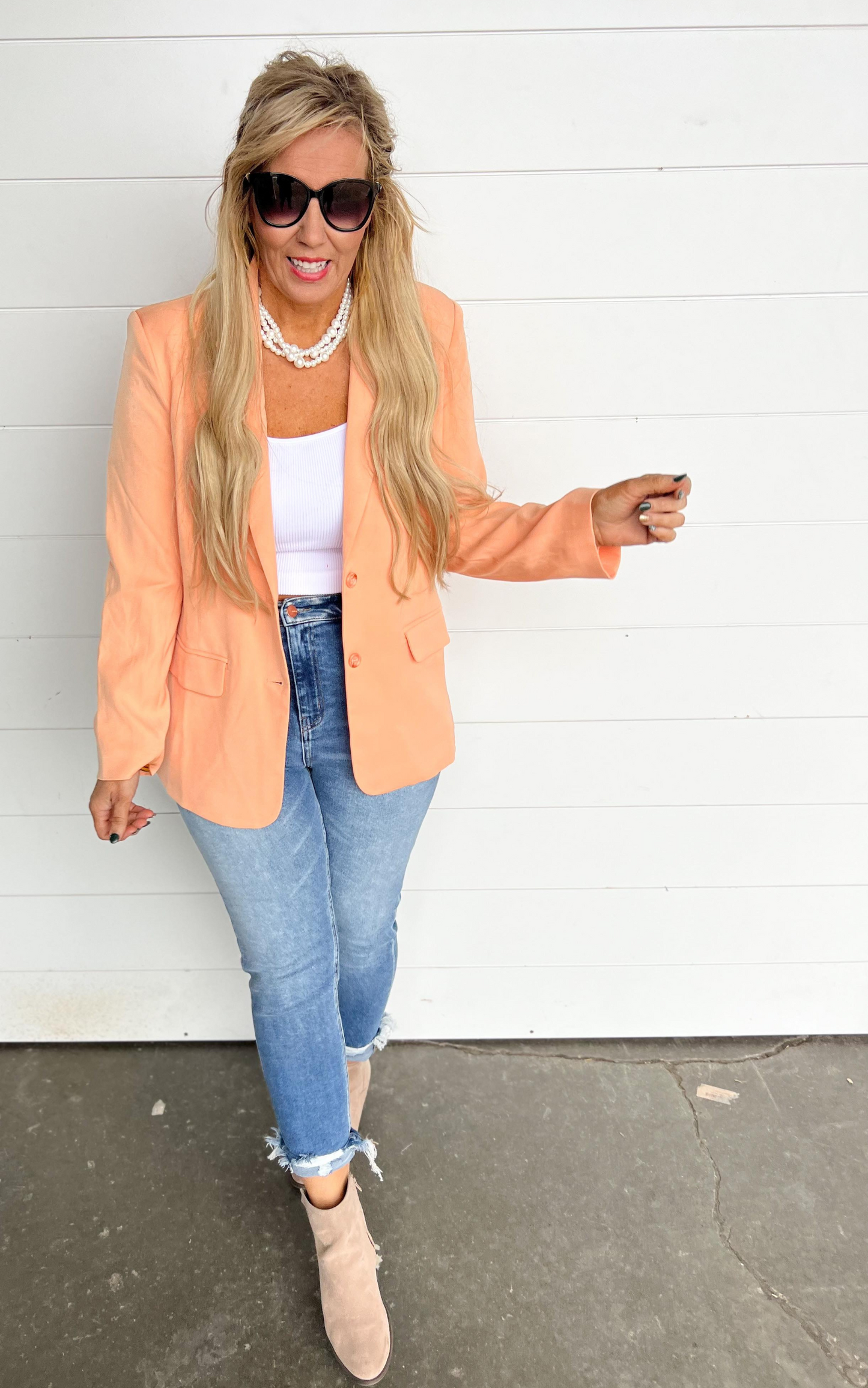 pale orange blazer 