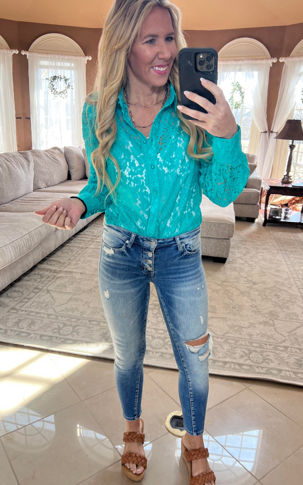 green lace blouse 