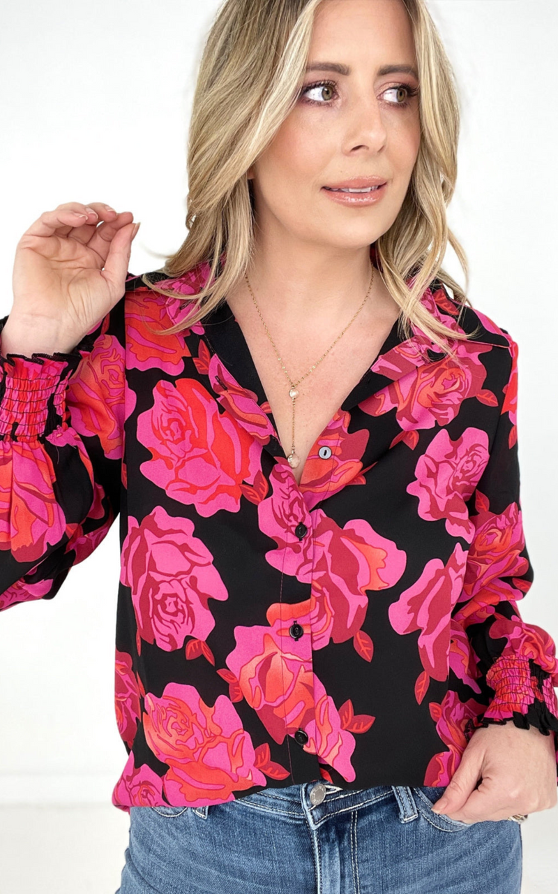 Coming Up Roses Long Sleeve Blouse