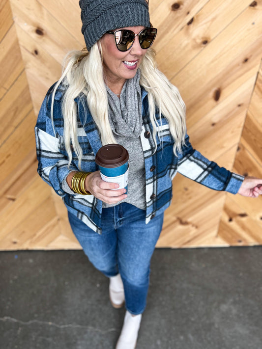 Blue Plaid Vibes Shacket