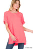 N CORAL PINK The Boyfriend Rolled Sleeve Top