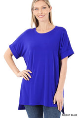 BRIGHT BLUE The Boyfriend Rolled Sleeve Top