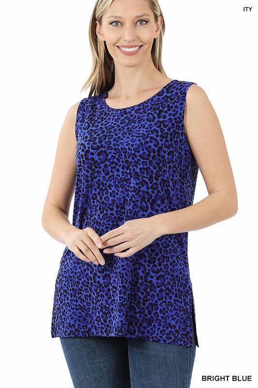 Bright Blue Leopard Tank Top - Final Sale