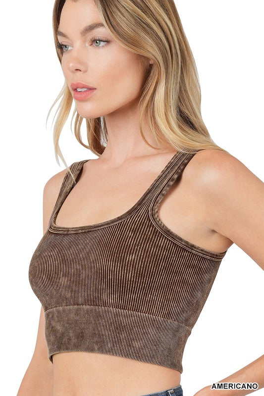 Mineral Washed Square Neck Crop Brami - Final Sale