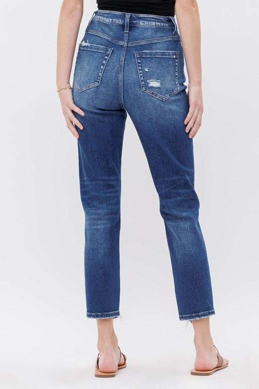 Super High Rise Button Fly Mom Denim Jeans - Mica