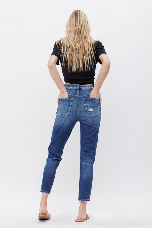 Super High Rise Button Fly Mom Denim Jeans - Mica