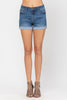 Judy Blue Mid-Rise Raw Hem Cuffed Denim Shorts