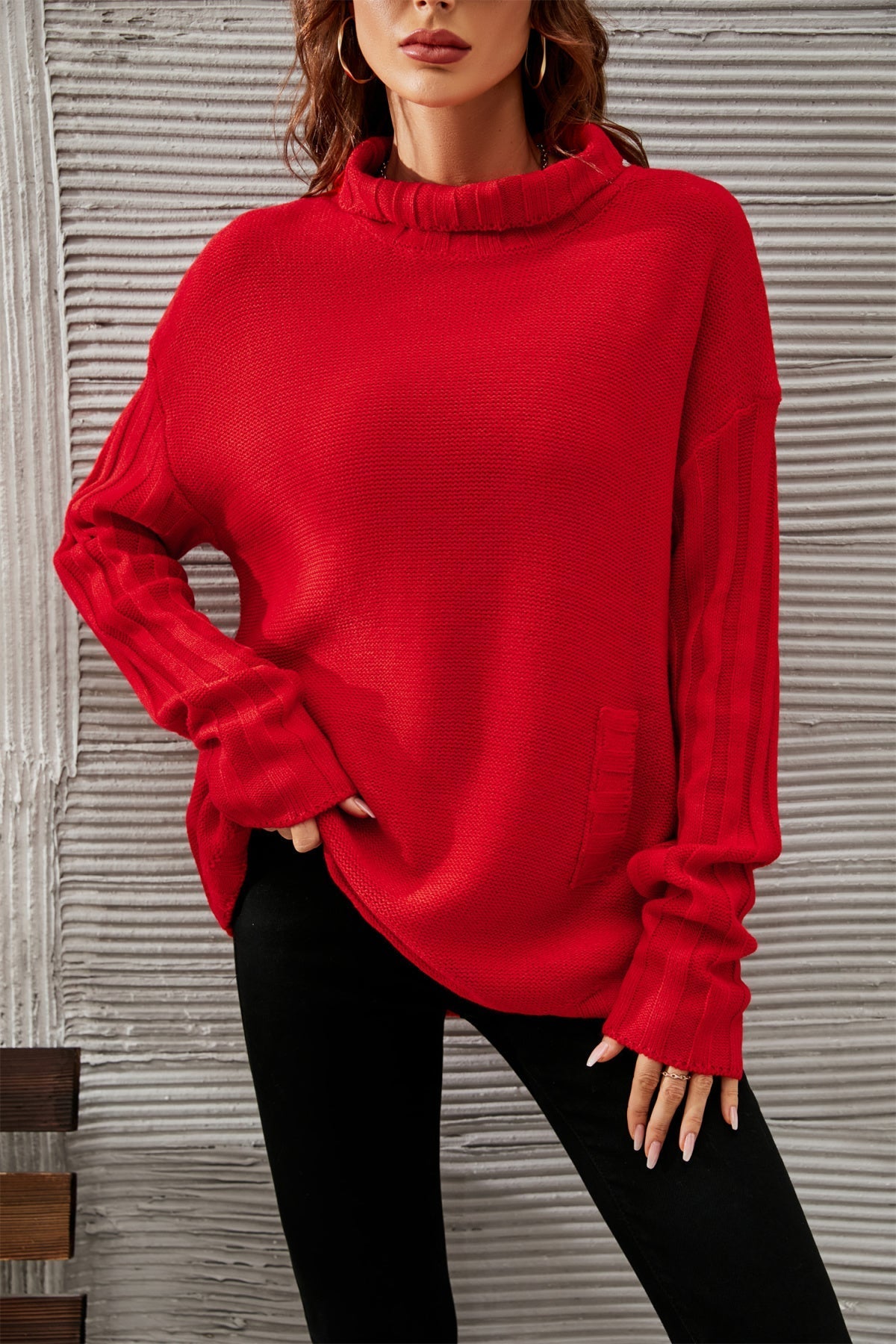 red turtleneck sweater 