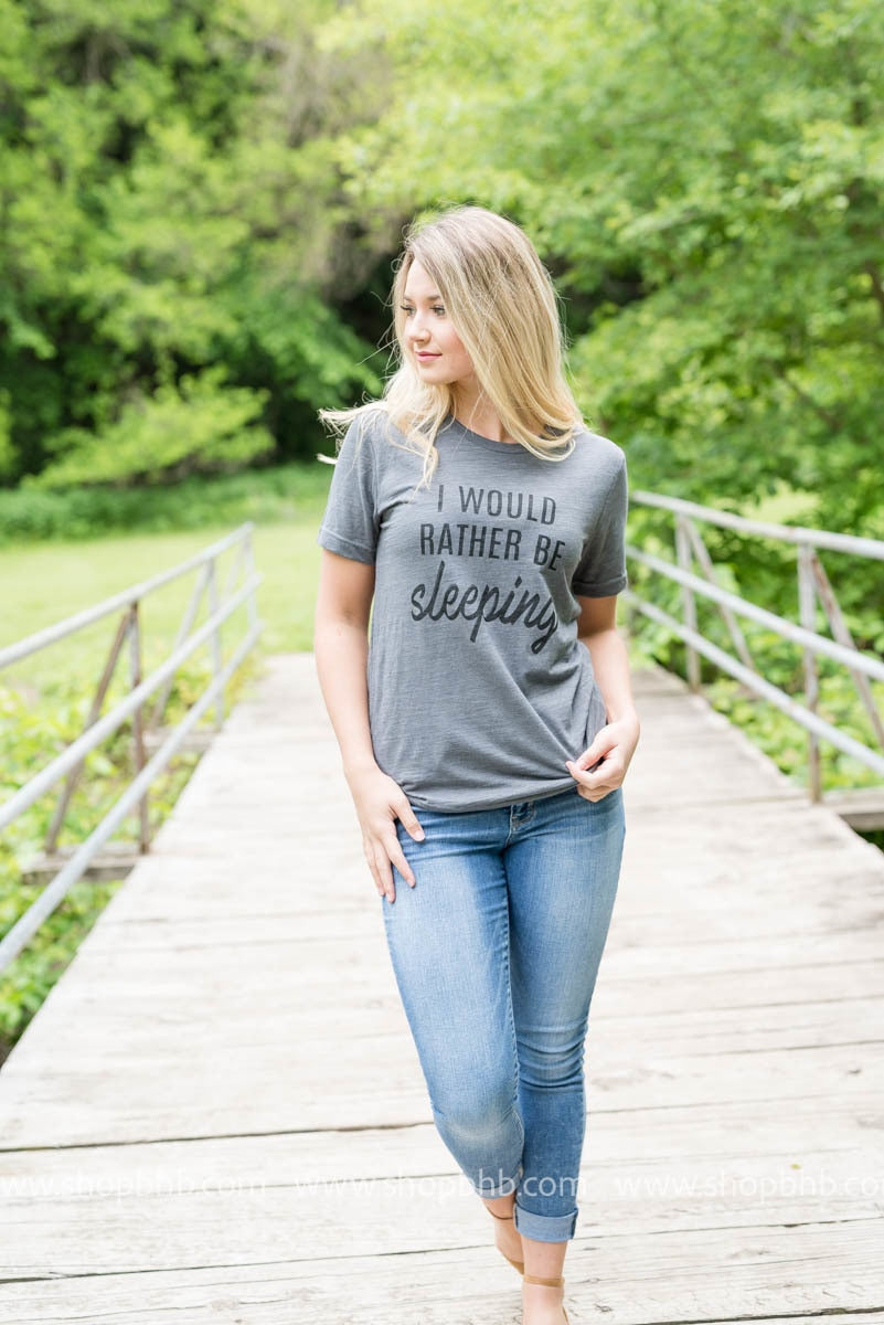 Rather Be Sleeping Tee - Grey - BAD HABIT BOUTIQUE 