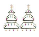 Christmas Tree-Shape Rhinestone Enamel Dangle Earring