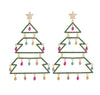 Christmas Tree-Shape Rhinestone Enamel Dangle Earring