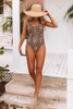 Deep V Crisscross Leopard One-Piece Swimwear