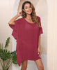 Red Ruffle-Edge Sheer Solid Beach Cover-Up