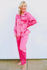 Rose 2Pcs Leopard Satin Long Sleeve Pajamas Set