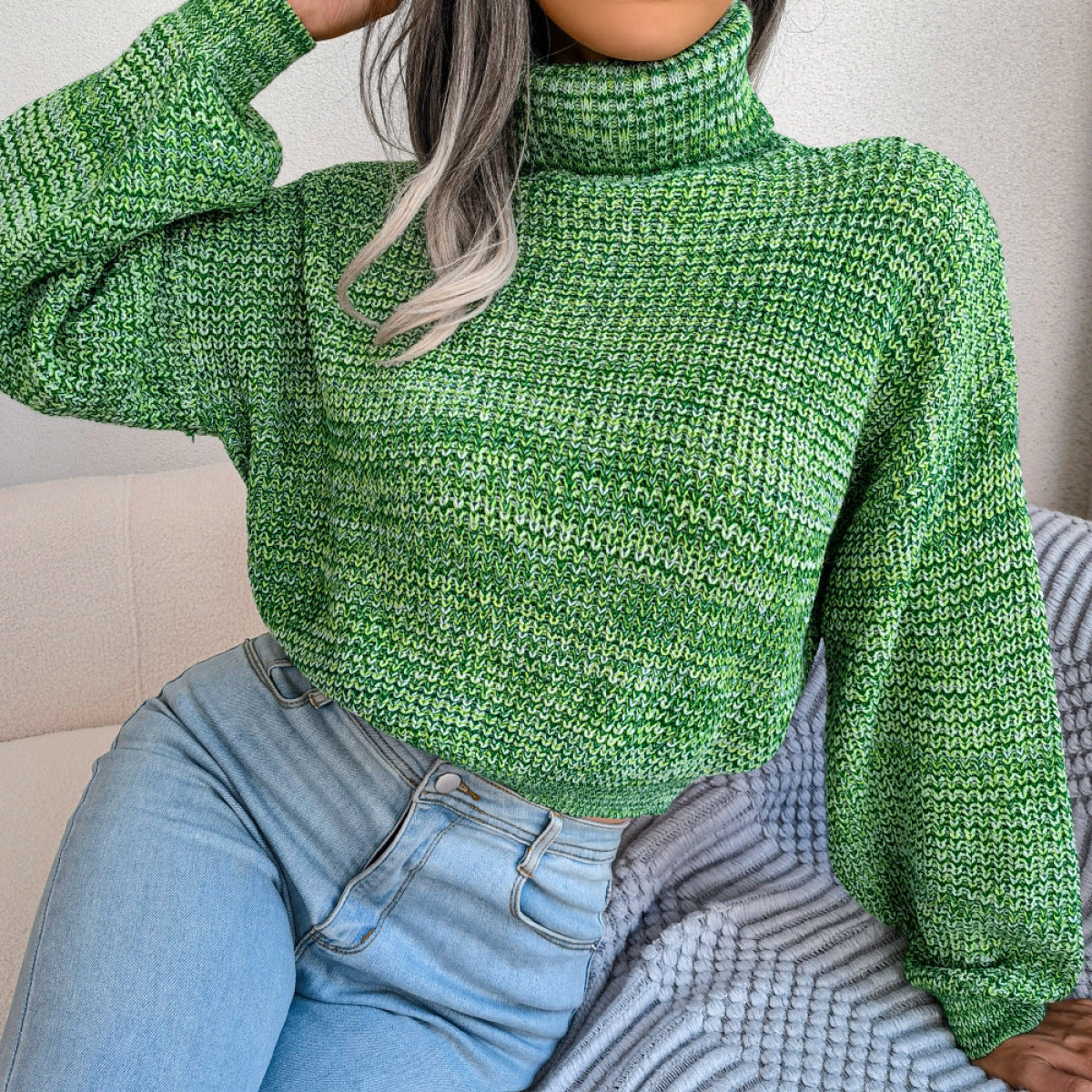 green sweater