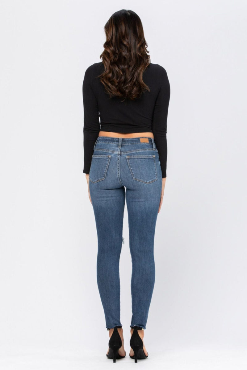 Judy Blue Full Size Destroyed Knee High Waist Skinny Jeans