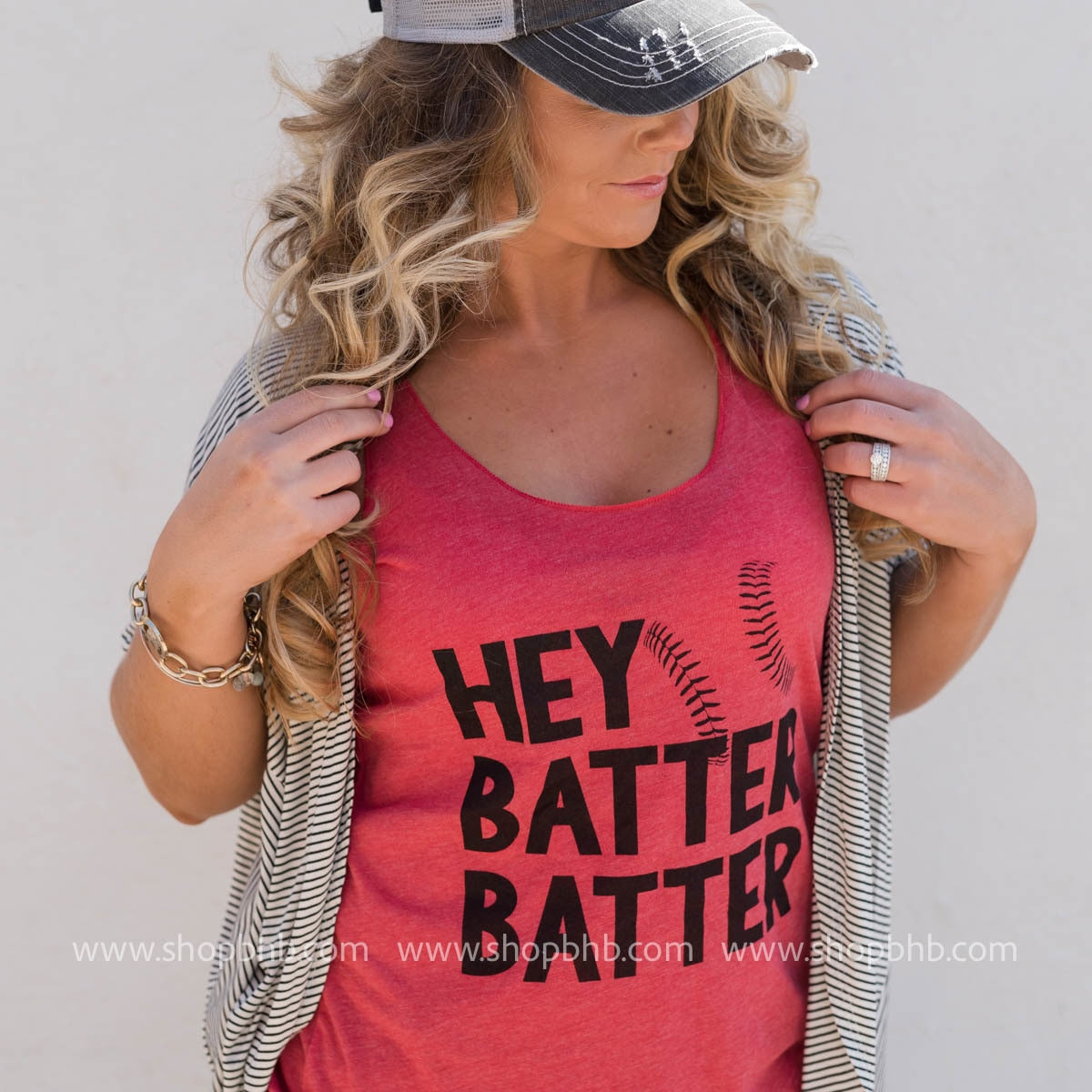 Hey Batter Batter Baseball Tank - red - BAD HABIT BOUTIQUE 