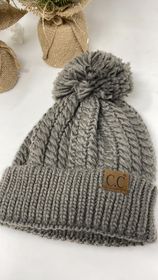 CC BEANIE POM POM STOCKING HAT GRAY