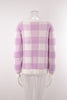 Crew Neck Long Sleeve Plaid Knit Sweater