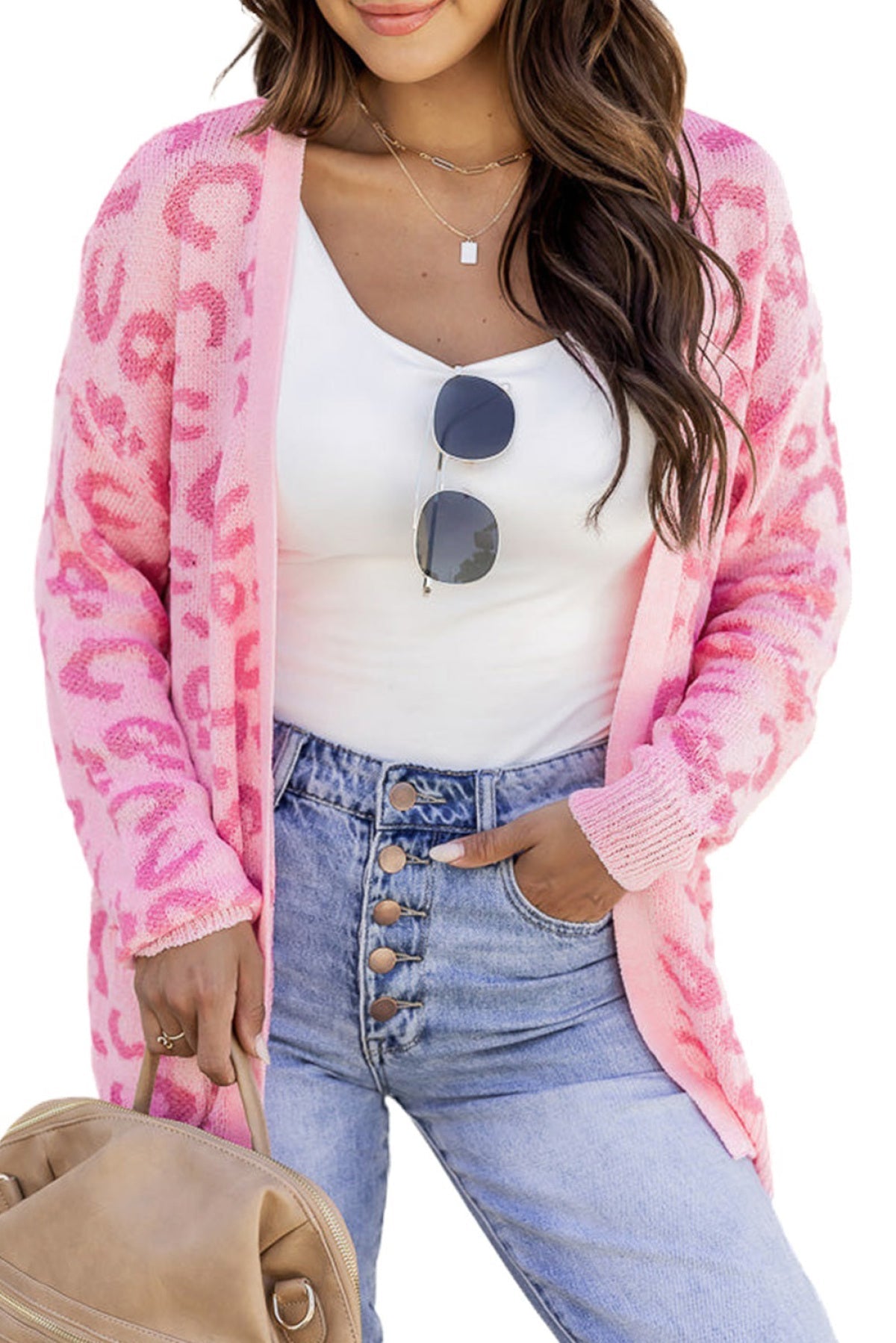 Pink Animal Print Leopard Cardigan