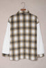 Brown Plaid Patchwork Buttoned Pocket Sherpa Jacket