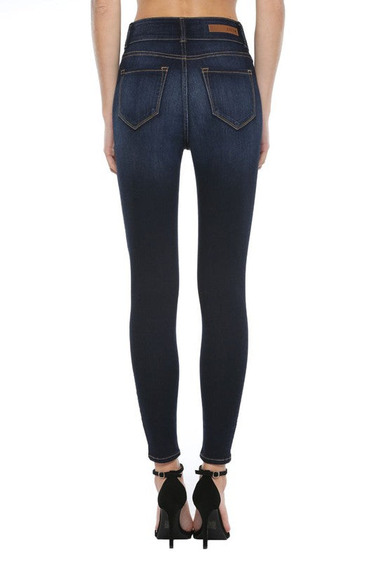  High Rise 2 Button Denim Skinnies -CELLO, CLOTHING, CELLO JEANS, BAD HABIT BOUTIQUE 