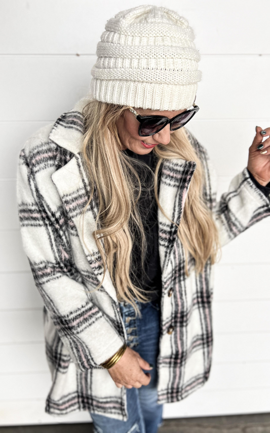 white plaid shacket 