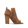 Cognac Peep Toe Bootie - Qupid