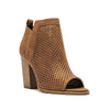 Cognac Peep Toe Bootie - Qupid