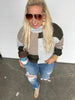 Cowl Neck Colorblock Sweater