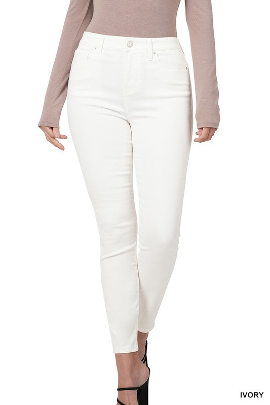 High Rise Color Denim Skinny Pants