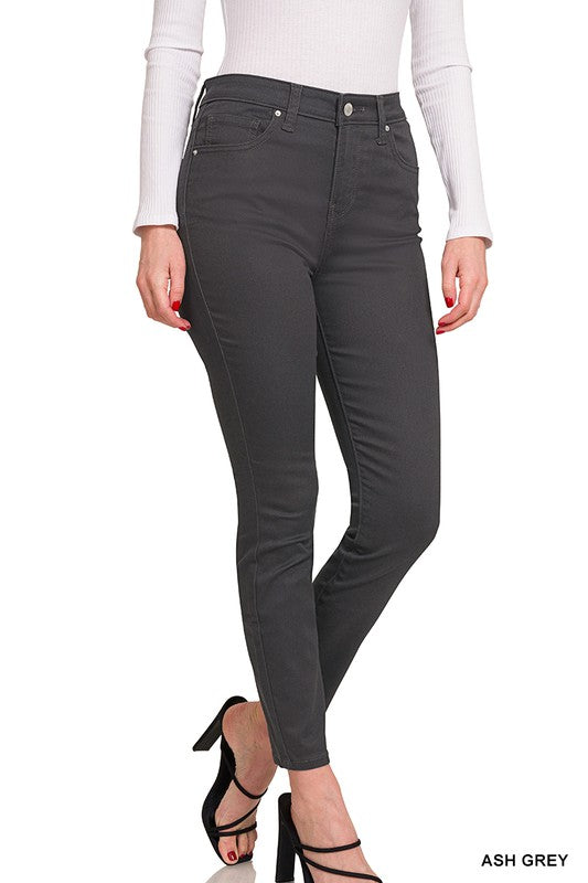 High Rise Color Denim Skinny Pants
