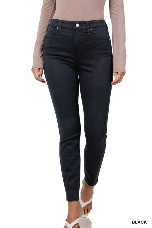 High Rise Color Denim Skinny Pants