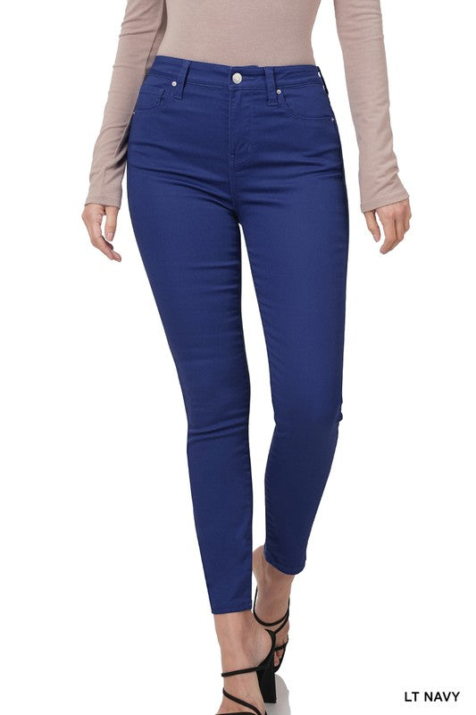 High Rise Color Denim Skinny Pants