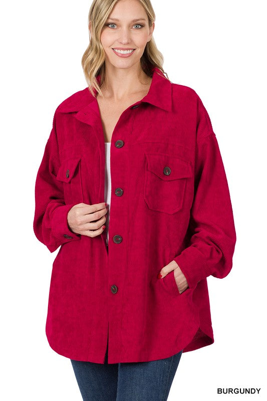 Sara's Steals & Deals: Oversized Corduroy Button Front Shacket - Part 2 - Final Sale